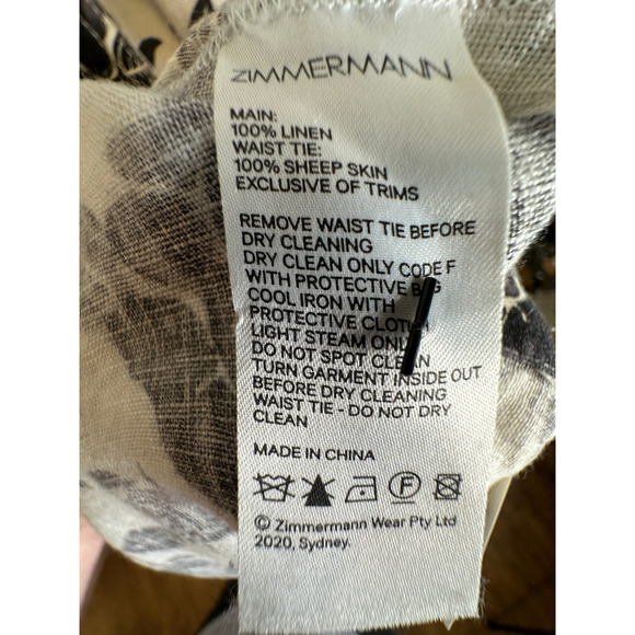 NEW Zimmermann S The Lovestruck $795 Floral 100% LINEN Midi Dress Puff Sleeve 4 - Picture 13 of 13